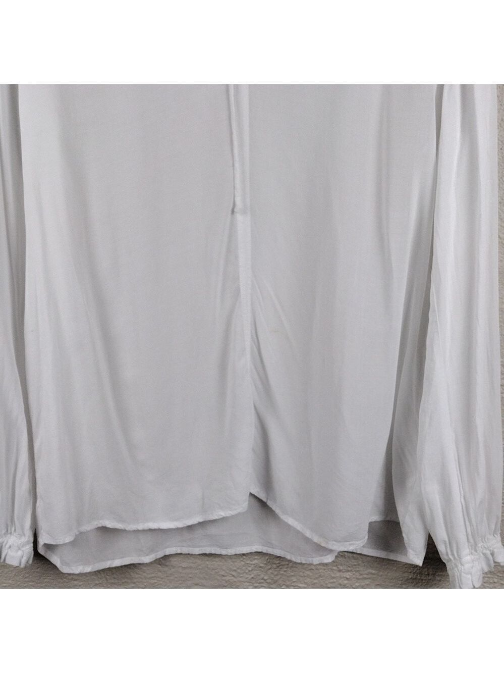 Velvet By Graham & Spencer White Ruffle Tie V-Neck Long Sleeve Sheer Peasant Top - Picture 3 of 14